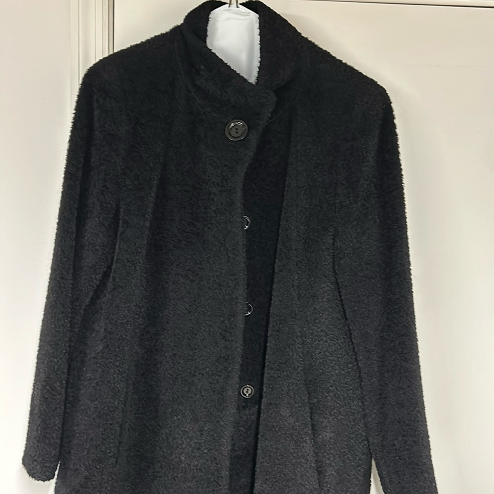 Cinzia Rocca Italian stand collar wool cashmere blend black coat size 10